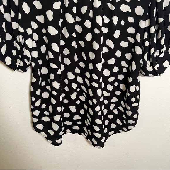 Ann Taylor Blouse Black White Dots S - Picture 8 of 12